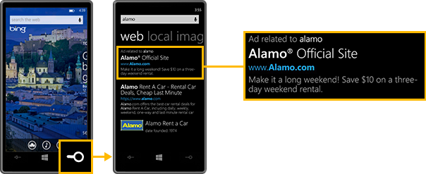 廣告將展示在 Windows Phone 手機的搜索結(jié)果中